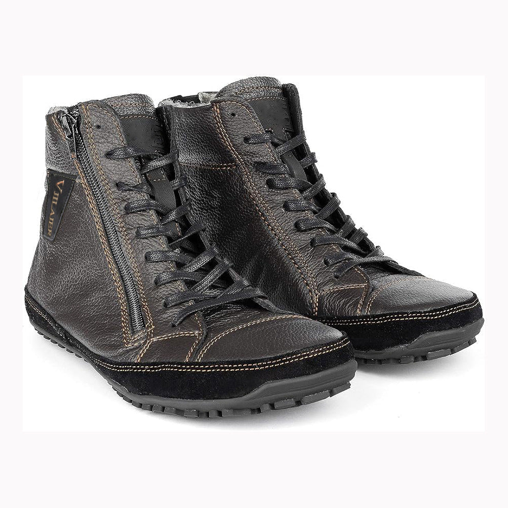Wildking Herren Handgefertigte Barfuß-Stiefel aus Samt – Schneestiefel 1125: Komfort, Stil und Wärme für den Winter