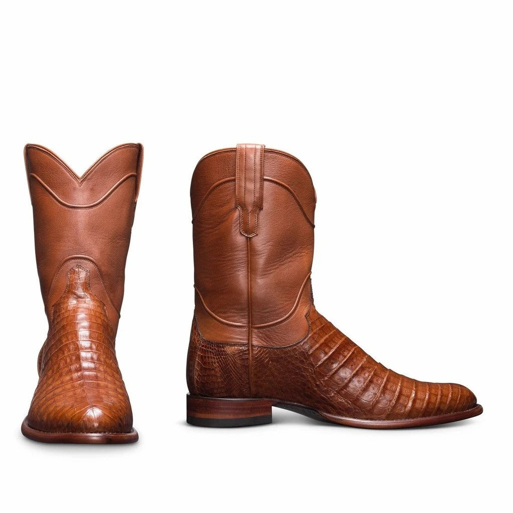 Wildking Herren Mid-Calf Cowboy-Stiefel mit spitzer Zehenpartie und Krokodilprägung