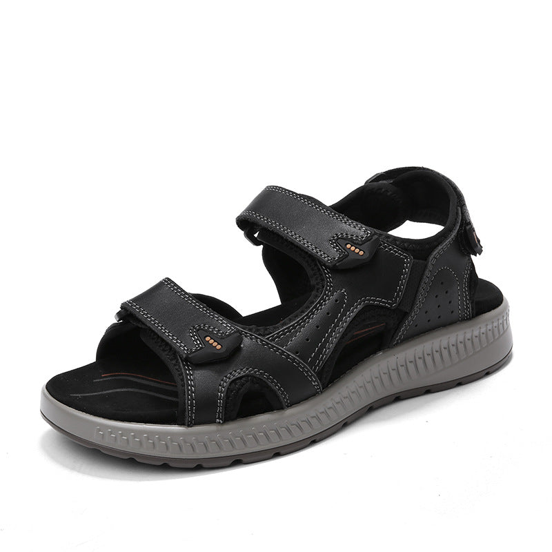 Wildking Herren-Ledersandalen mit dicker Sohle und offener Zehenpartie P1011