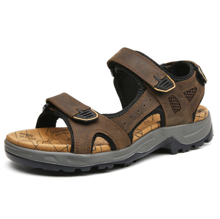Wildking Herren Leder Sandalen mit dicker Sohle und offener Zehe P1010