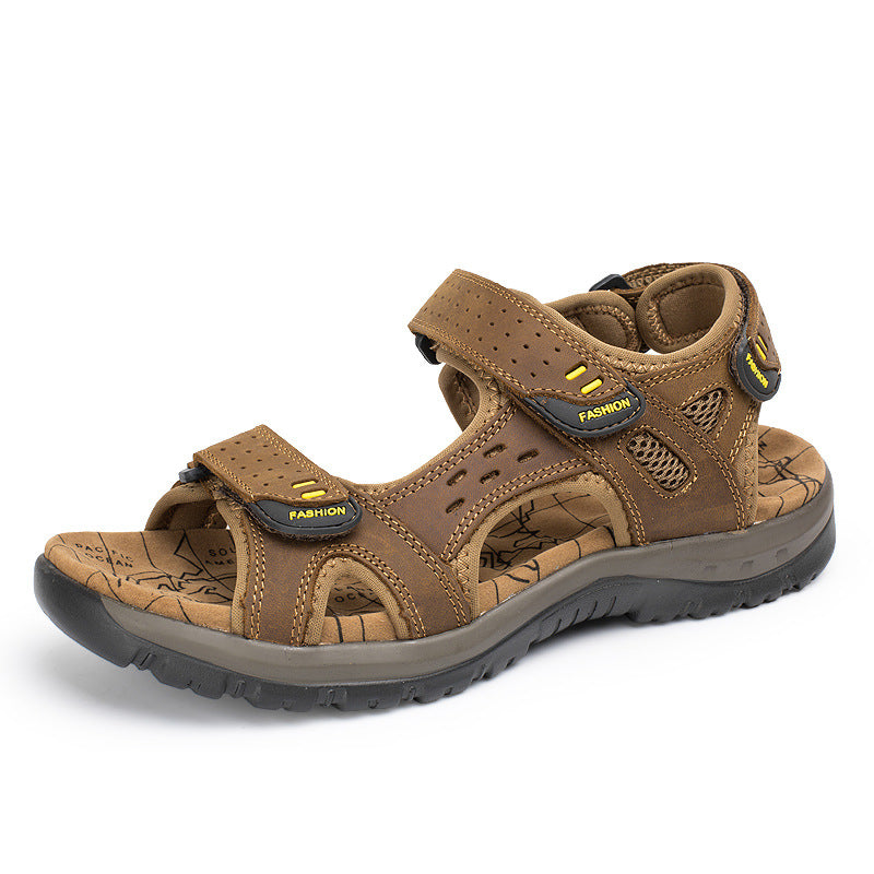 Wildking Herren Leder Sandalen mit dicker Sohle und offener Zehe P1009