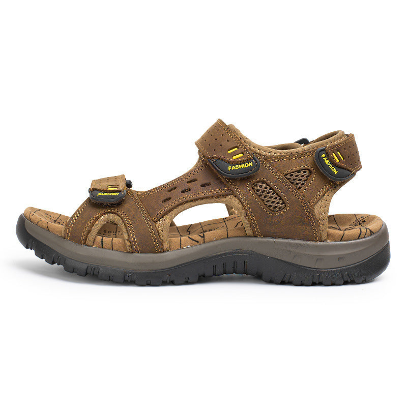 Wildking Herren Leder Sandalen mit dicker Sohle und offener Zehe P1009