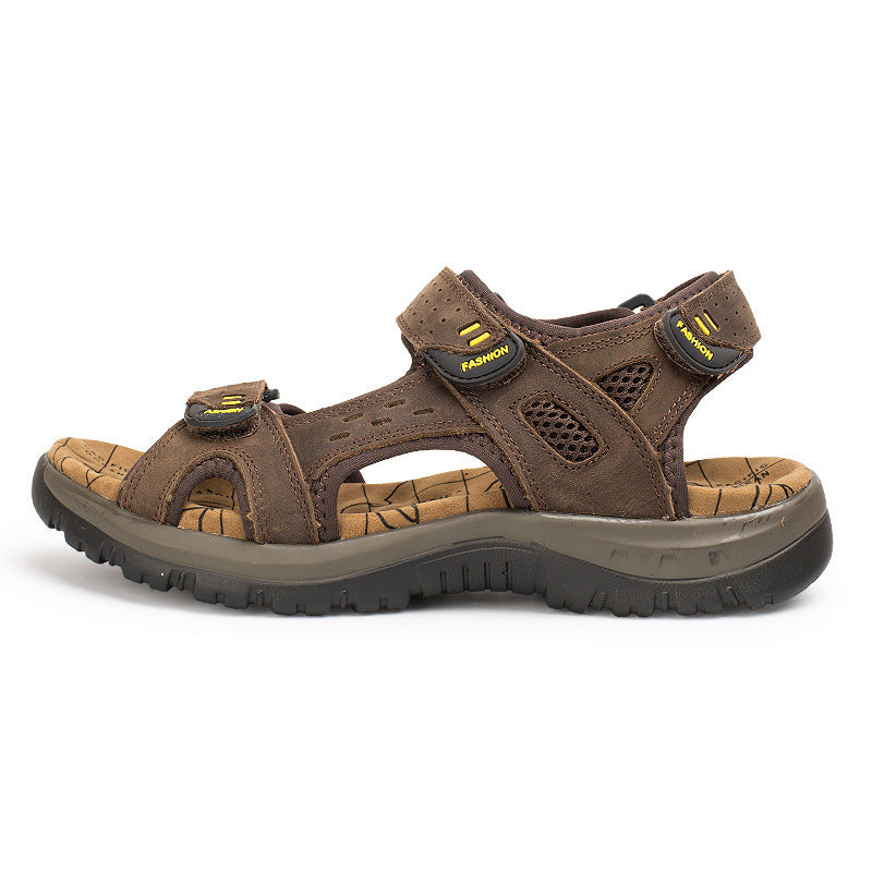 Wildking Herren Leder Sandalen mit dicker Sohle und offener Zehe P1009