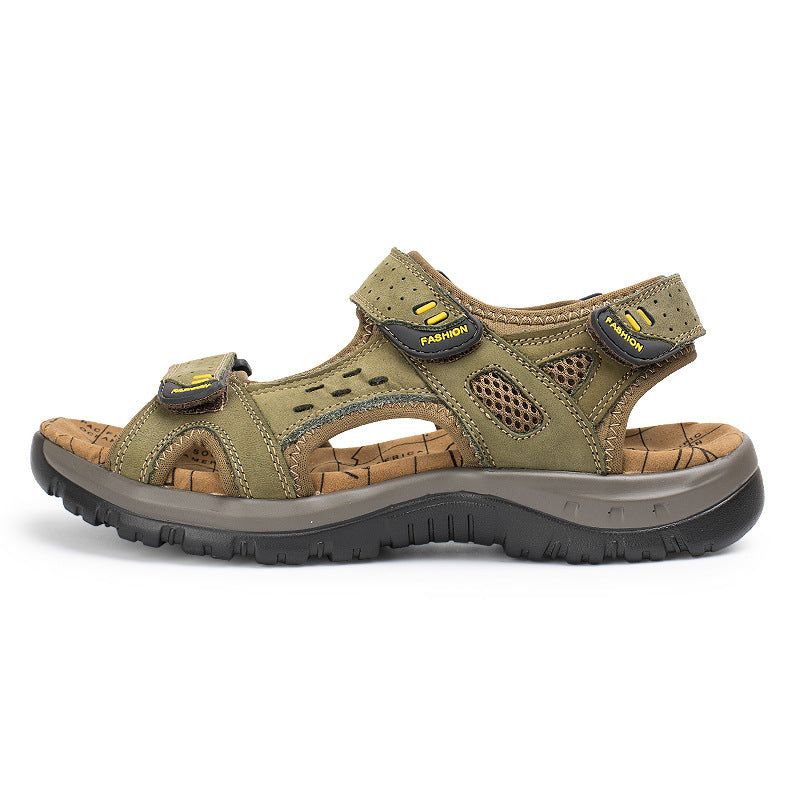 Wildking Herren Leder Sandalen mit dicker Sohle und offener Zehe P1009