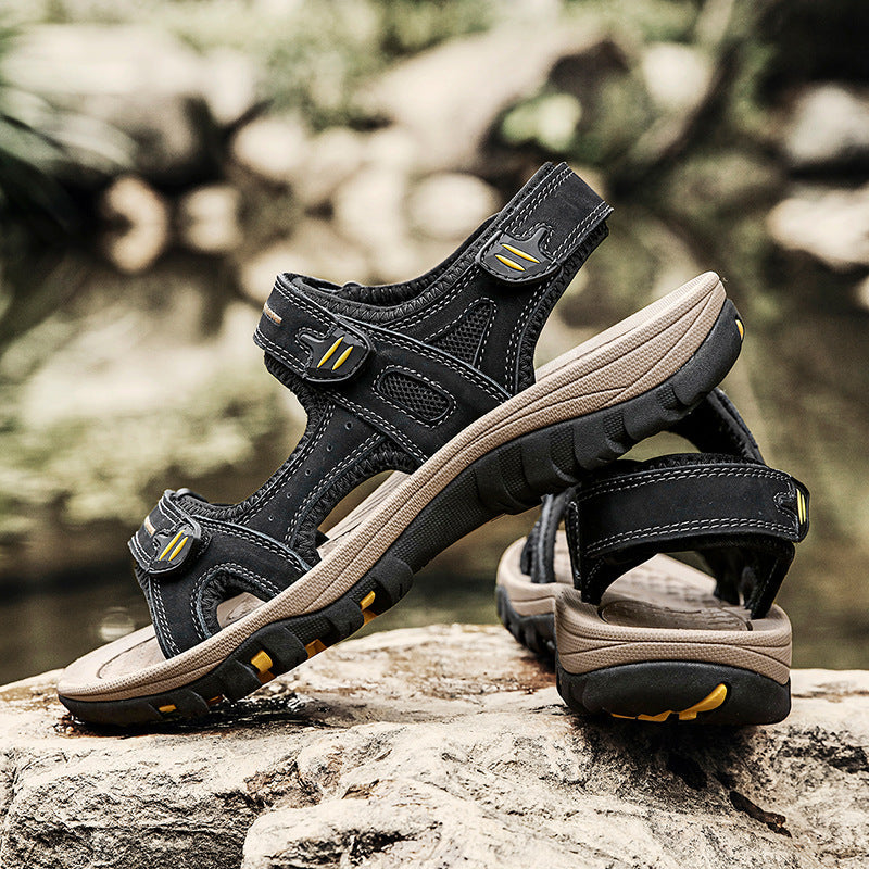 Wildking Herren Ledersandalen P1218 mit dicker Sohle und offener Zehenpartie