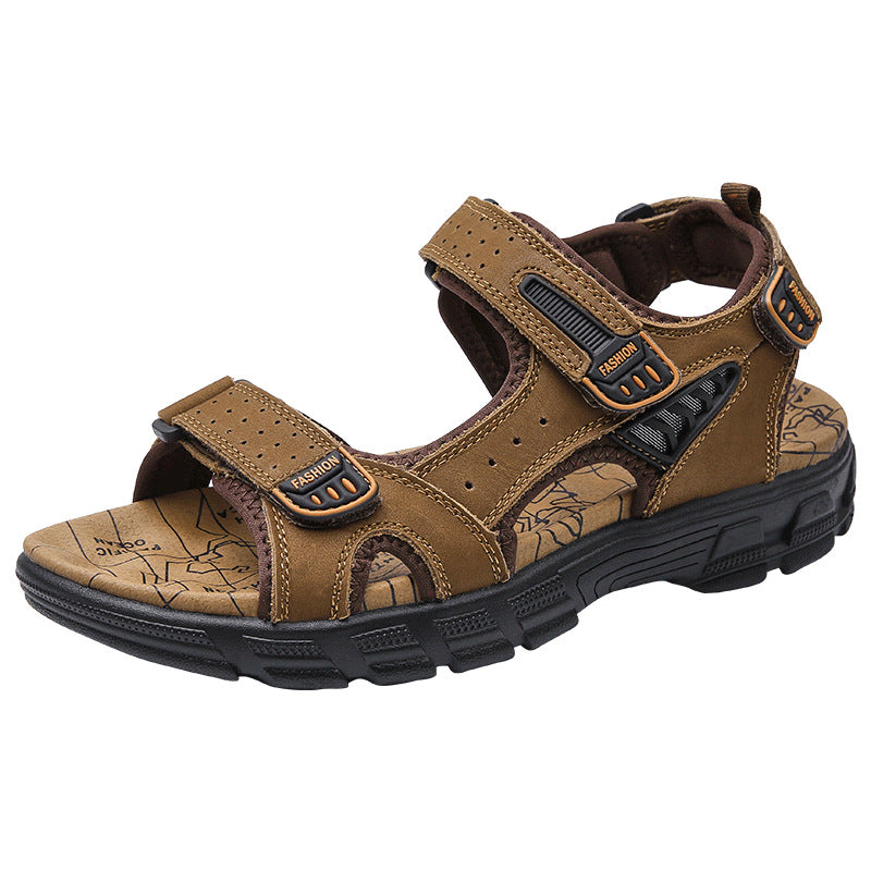 Wildking Herren Ledersandalen mit dicker Sohle und offener Zehenpartie P1014