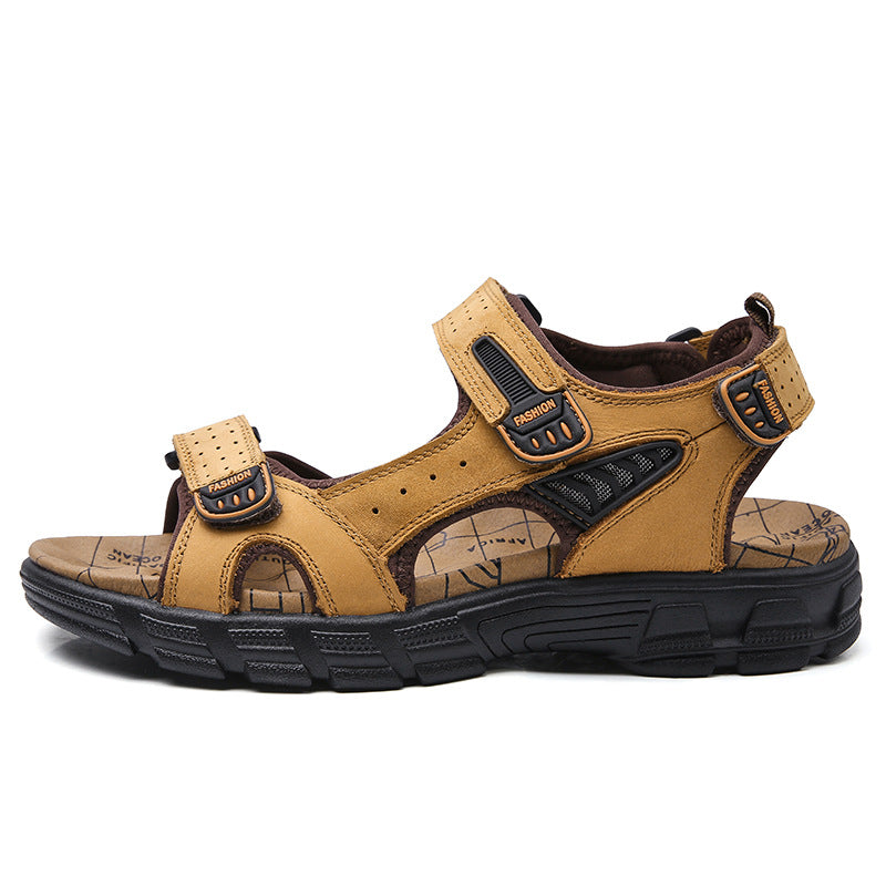Wildking Herren Ledersandalen mit dicker Sohle und offener Zehenpartie P1014