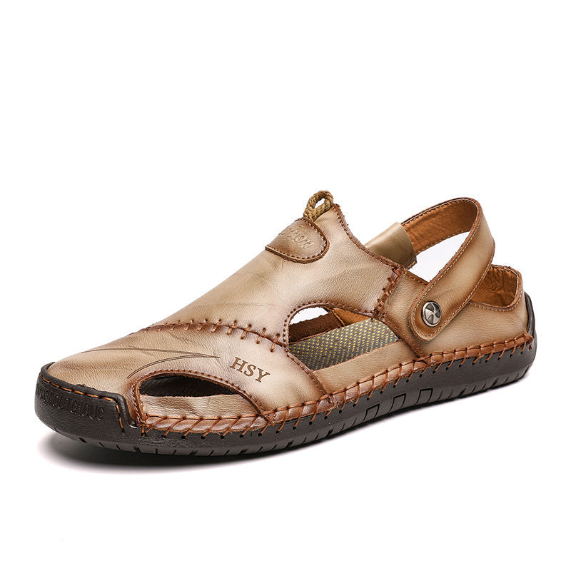 Wildking Herren Slip-On Ledersandalen P1220 mit geschlossener Zehenkappe
