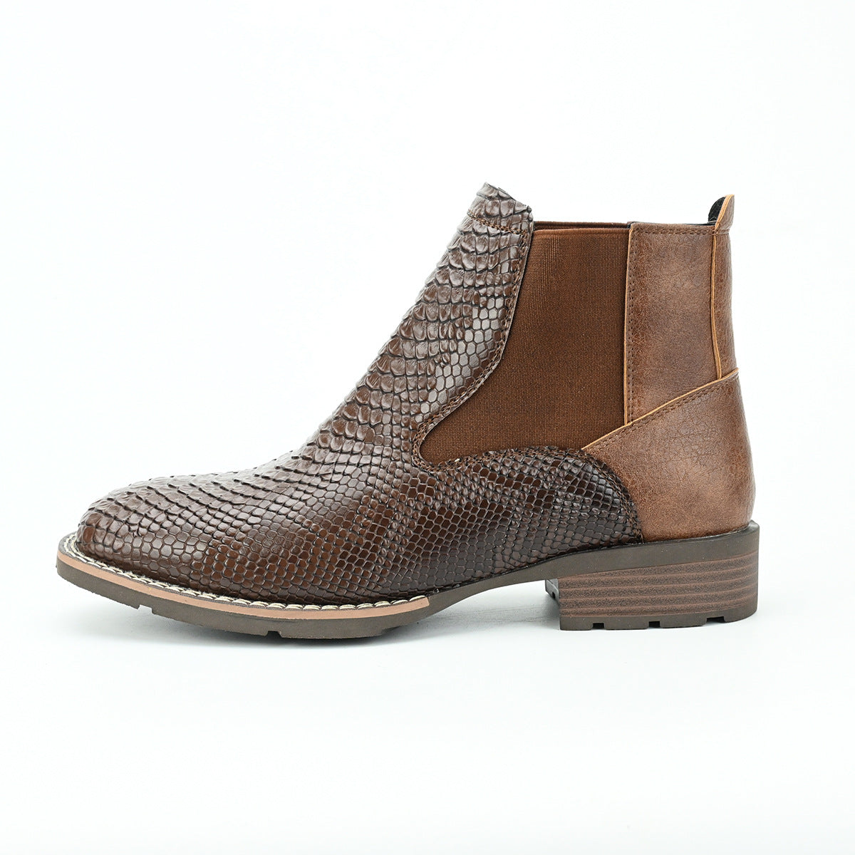 WildKing Herren Chelsea Boots mit Kamel-Muster – Strukturierte Stiefeletten B8026