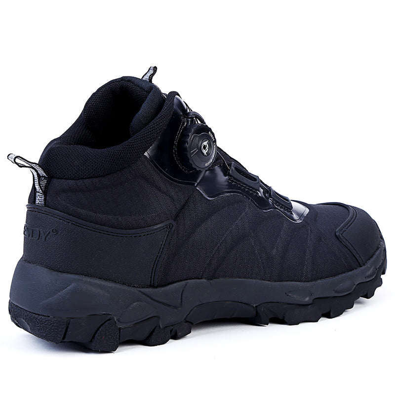 WildKing Herren Mittelhohe Wasserdichte Wanderschuhe mit Schnellverschluss A001-Schwarz