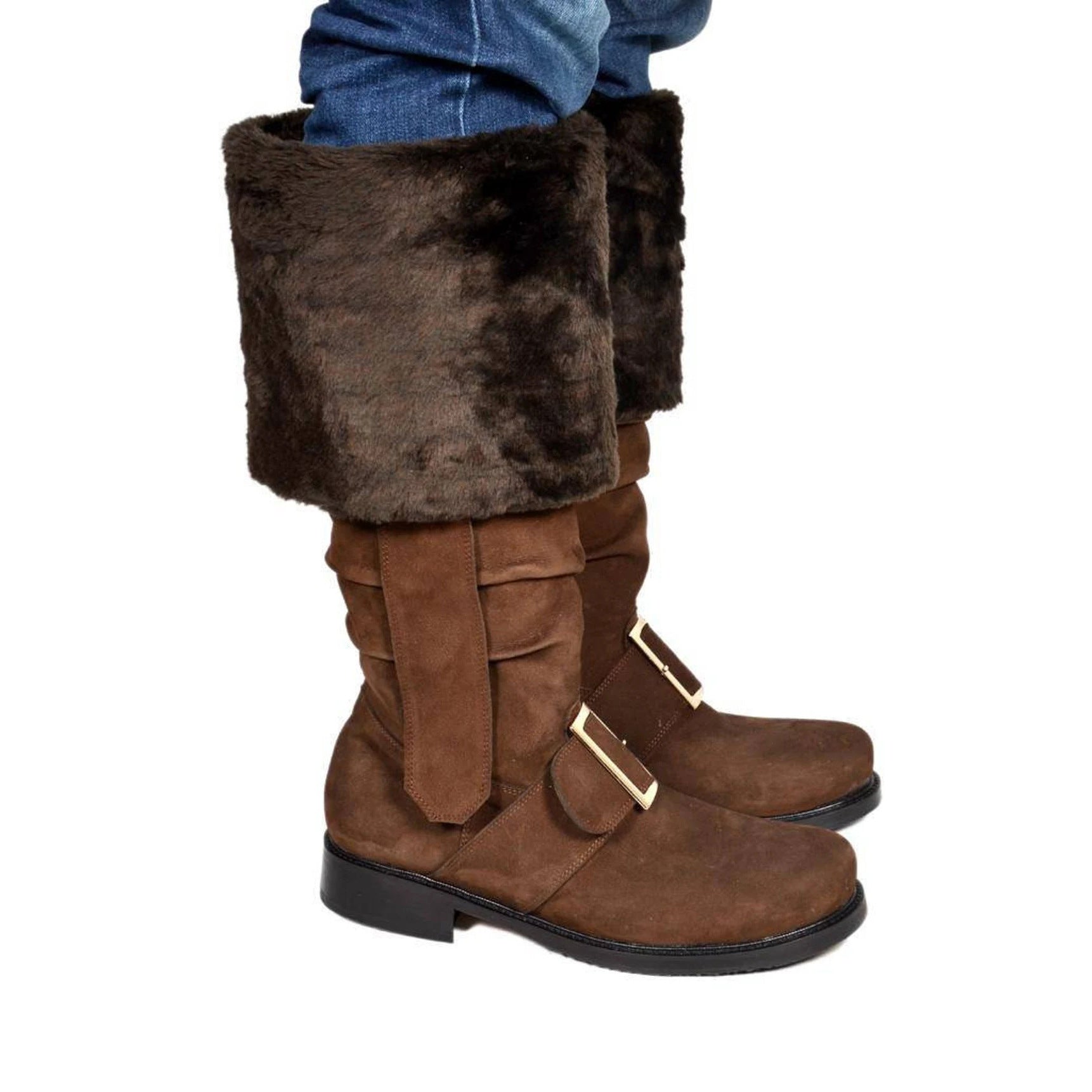 WildKing Herren Handgefertigte Renaissance Weihnachtsstiefel aus Leder 1002