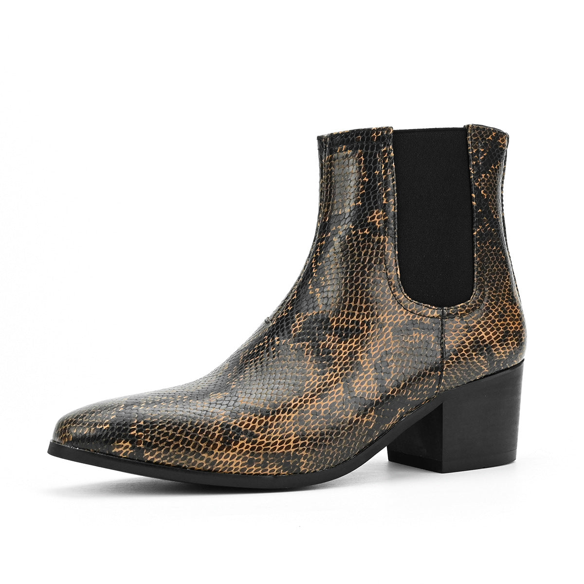 WildKing Herren Chelsea Boots mit Straußenmuster – Veloursleder-Stiefeletten mit Absatz B8020
