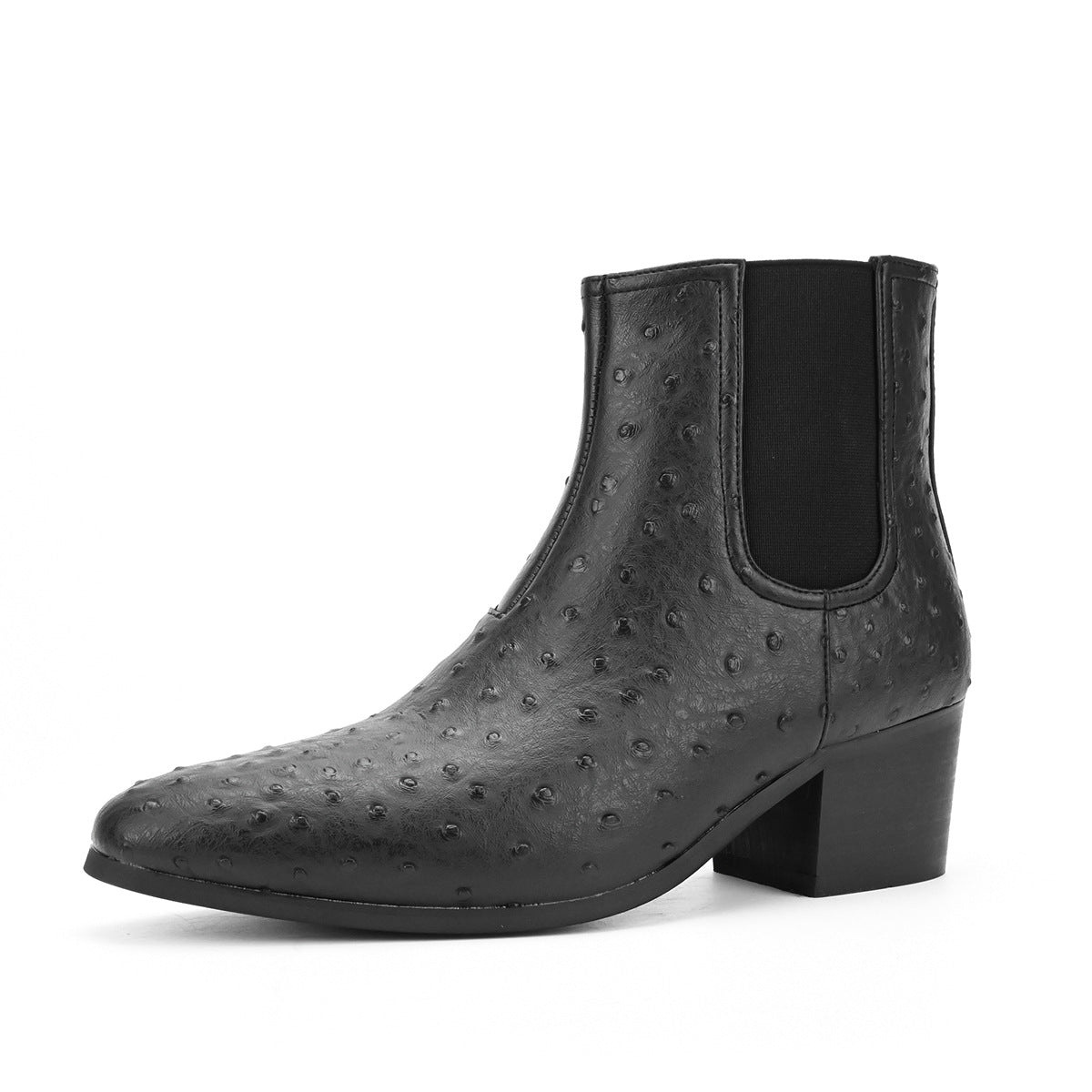 WildKing Herren Chelsea Boots mit Straußenmuster – Veloursleder-Stiefeletten mit Absatz B8020