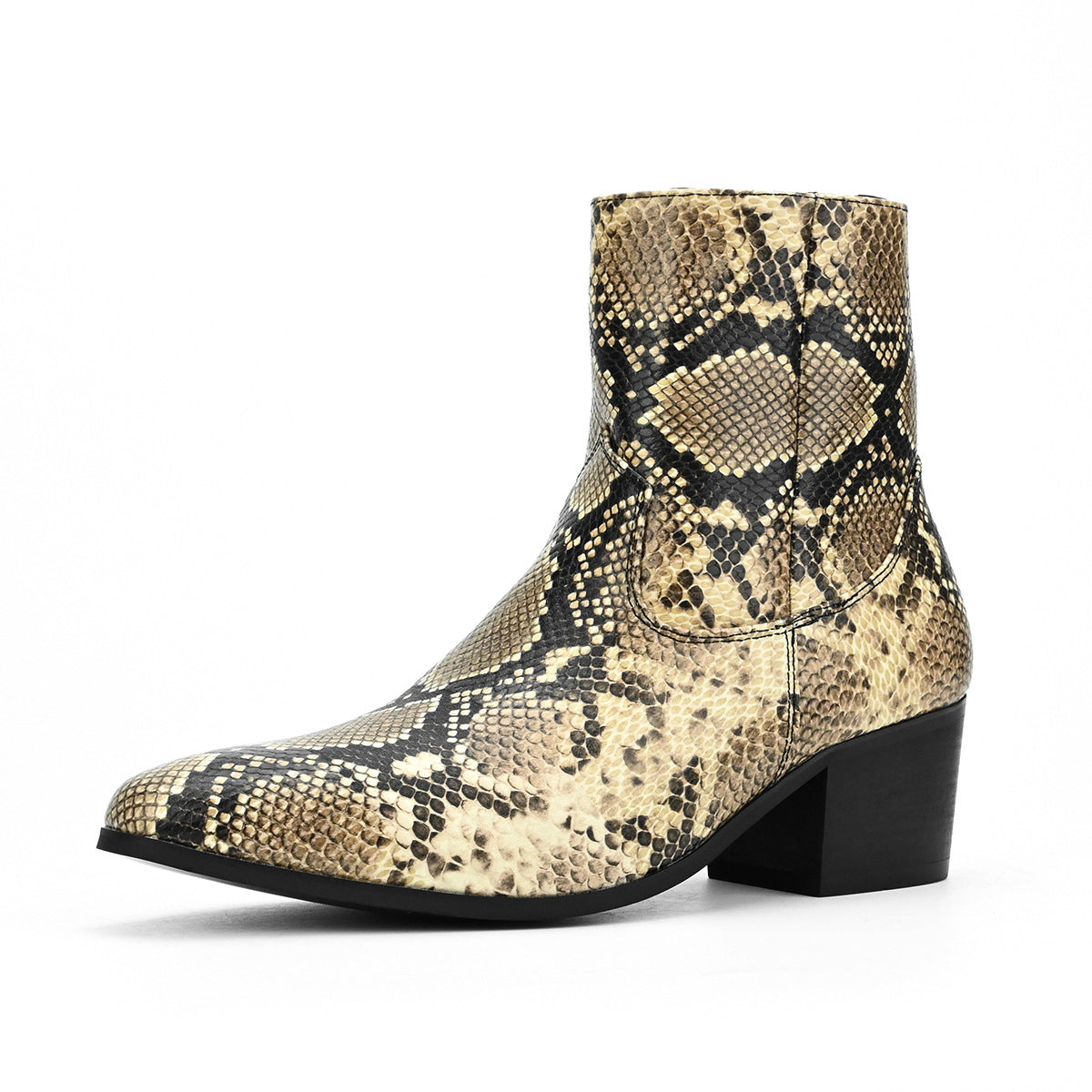 WildKing Herren Chelsea Boots mit Schlangen-Muster – Stiefeletten mit erhöhtem Absatz B7020
