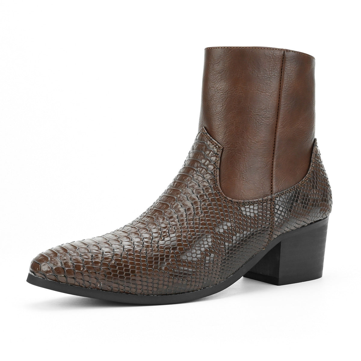 WildKing Herren Chelsea Boots mit Schlangen-Muster – Stiefeletten mit erhöhtem Absatz B7020