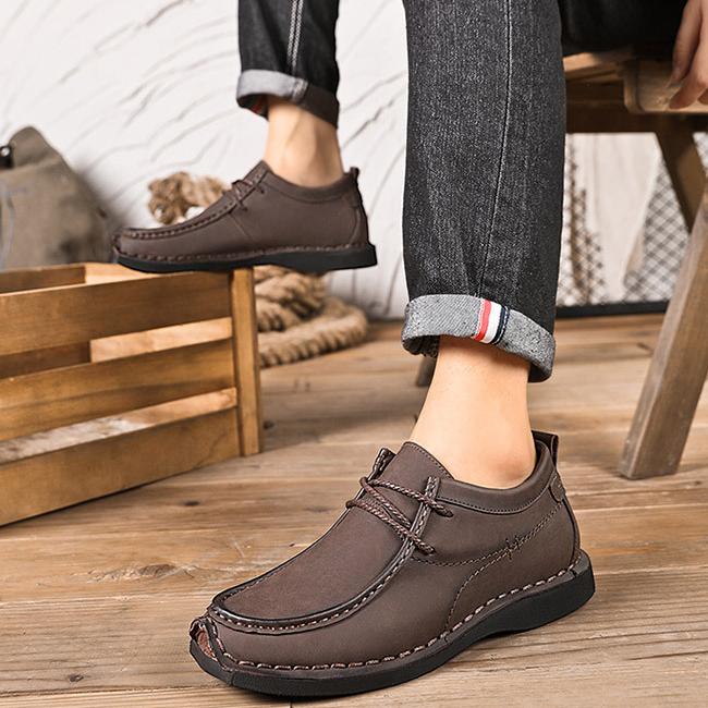 WildKing Herren Erhöhte Leder-Loafers mit Weicher Sohle, Rutschfest und Schnürung B5876