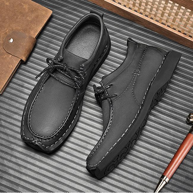 WildKing Herren Erhöhte Leder-Loafers mit Weicher Sohle, Rutschfest und Schnürung B5876