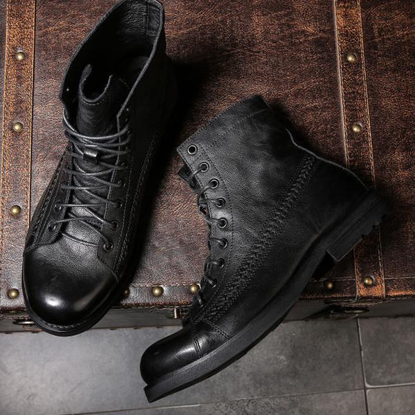 Wildking Herren Britische Retro Leder Schnürstiefeletten 8805 – Klassik trifft Stil