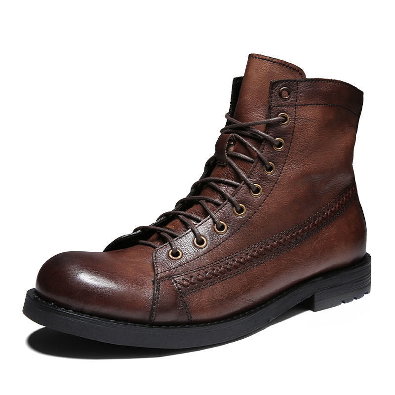 Wildking Herren Britische Retro Leder Schnürstiefeletten 8805 – Klassik trifft Stil