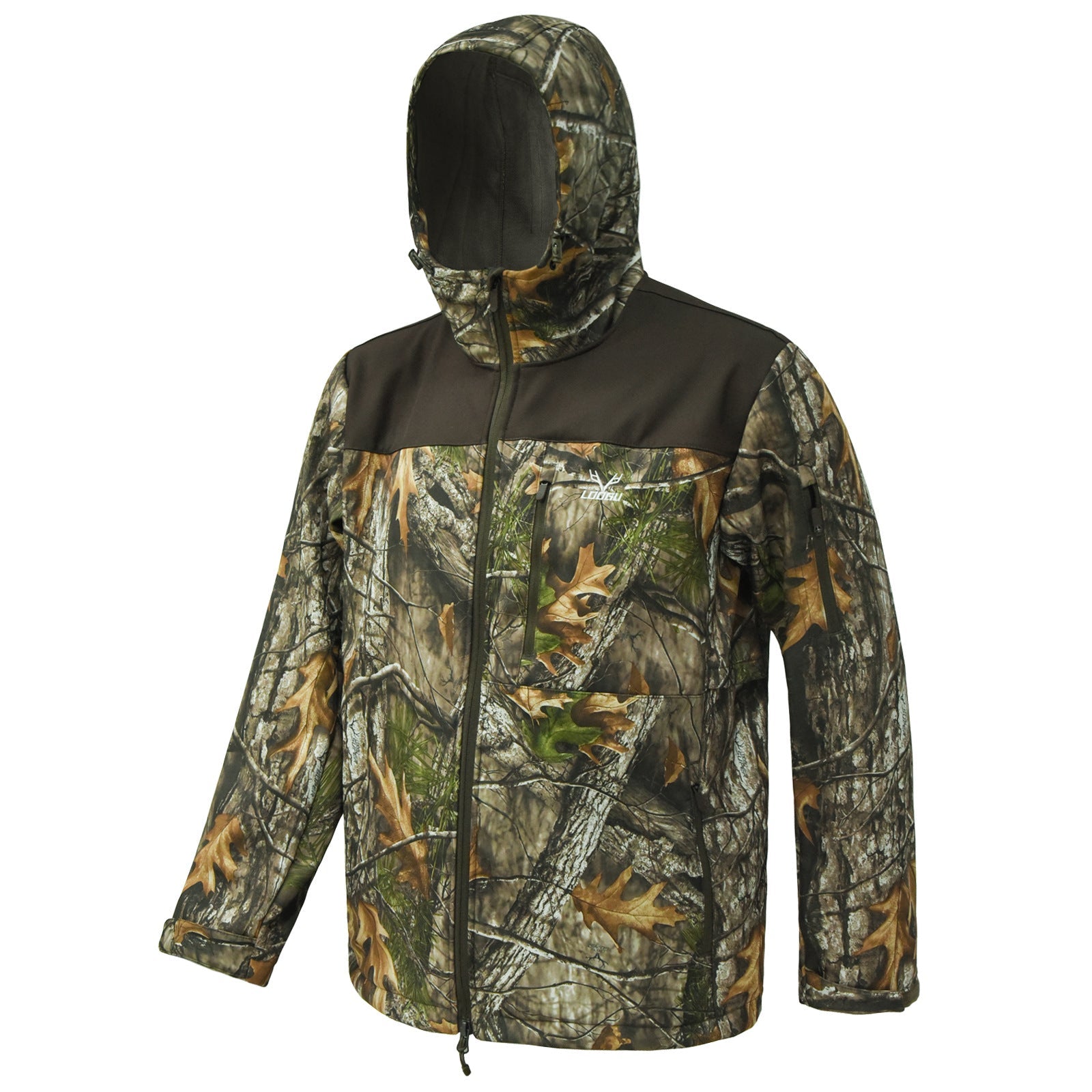 Wildking Herren Camouflage Locker Geschnittene Softshell-Jacke mit Kapuze – Wasserdicht, Antistatisch & Abriebfest – B272