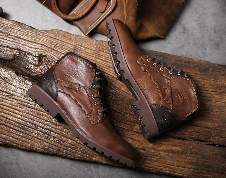 WildKing Herren Leder Schnürstiefel 3998 – Spitzzehe, Knöchelhoch