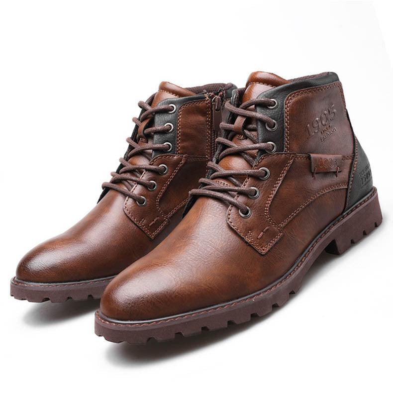 WildKing Herren Leder Schnürstiefel 3998 – Spitzzehe, Knöchelhoch