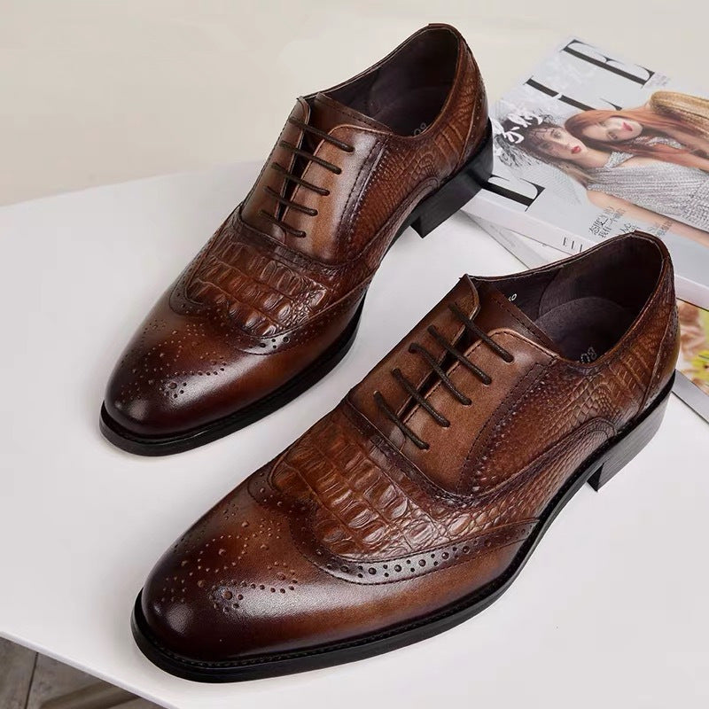WildKing Herren Oxford Schuhe 3066 – Crocodile Style & Retro