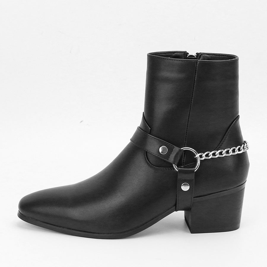 Wildking Herren Fashion Boots – High Heel Chain Chelsea Boots B7003