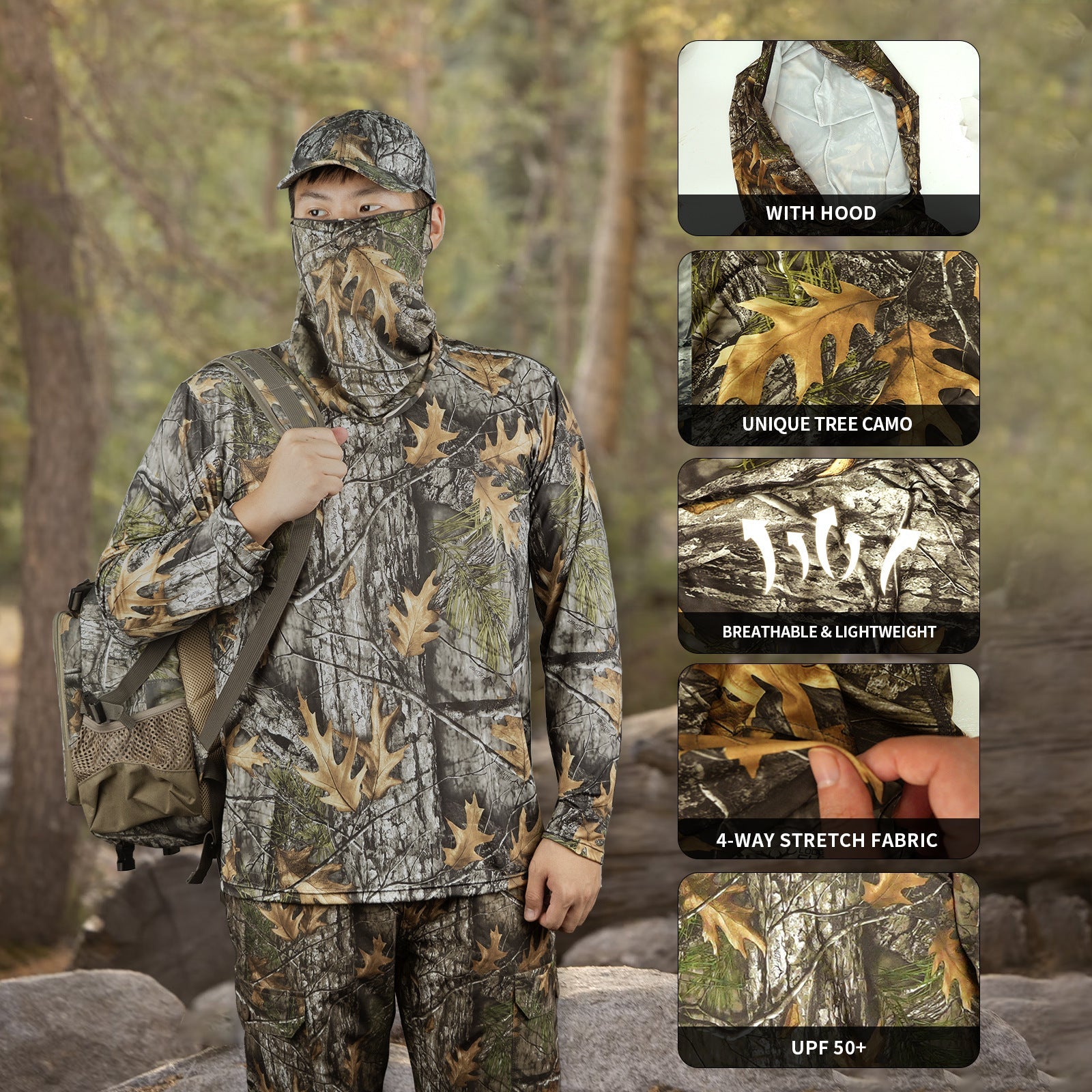 Wildking Herren Ice-Silk Jagd- und Fotografie-Top – Bionic Camouflage, Sonnenschutz & Atmungsaktiv