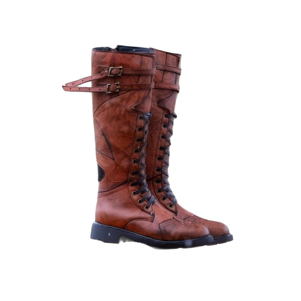 Wildking Herren Lace-Up Side Zipper Tall Martin Boots – Plus Size Motorradstiefel B1054