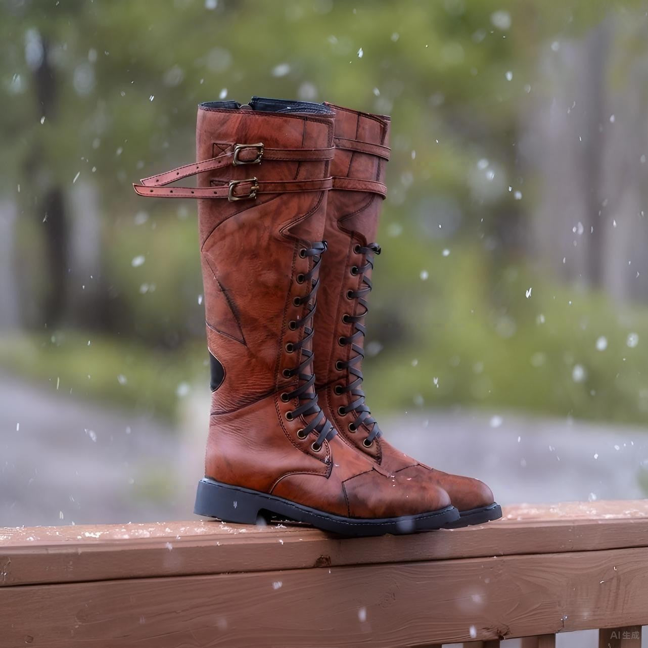 Wildking Herren Lace-Up Side Zipper Tall Martin Boots – Plus Size Motorradstiefel B1054