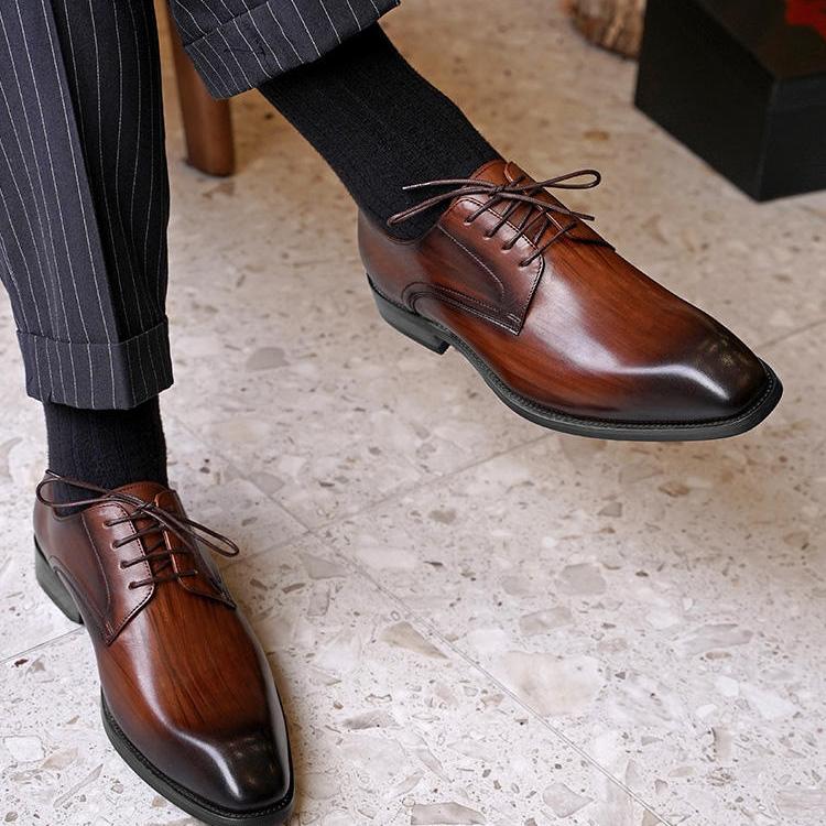 WildKing Herren Klassische Leder Business Oxfords 5504 – Elegante Schnürschuhe für Büro & Formal