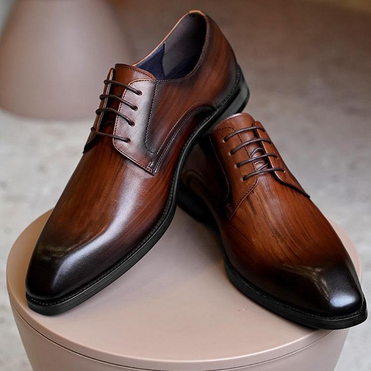 WildKing Herren Klassische Leder Business Oxfords 5504 – Elegante Schnürschuhe für Büro & Formal