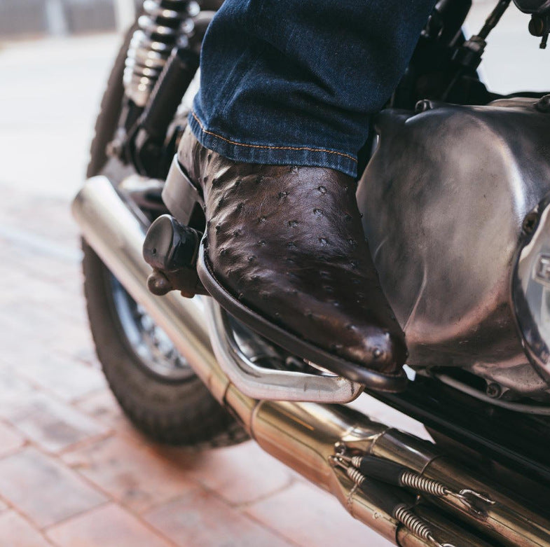 Wildking Herren High-Top Straußenleder-Optik Stiefel 4090 – Spitz zulaufend