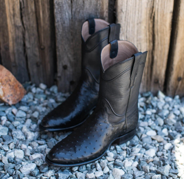 Wildking Herren High-Top Straußenleder-Optik Stiefel 4090 – Spitz zulaufend