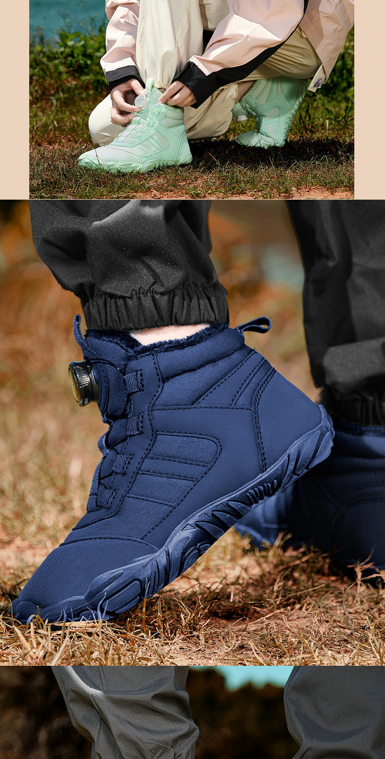 Wildking Herren Mid-Top Barfuß-Schneestiefel mit Fleece-Futter und One-Touch-Drehverschluss C4222