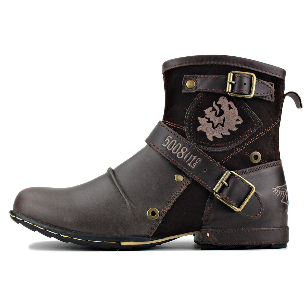 Wildking Herren Vintage Metall-Schnallen Arbeits-Cowboy Stiefel 5008