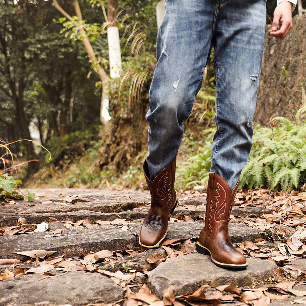 Wildking High-Top Bestickte Retro Western Cowboy Stiefel 8802 – Weite Spitze