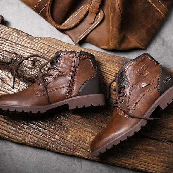WildKing Herren Leder Schnürstiefel 3998 – Spitzzehe, Knöchelhoch