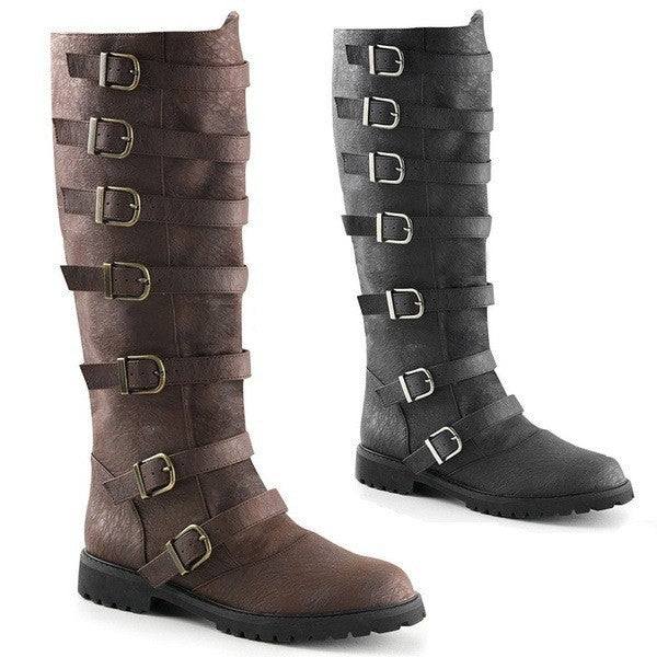 Wildking Herren Retro Lederstiefel B2027 – High Leg mit Mehrfachschnallen: Stil, Komfort und zeitlose Qualität