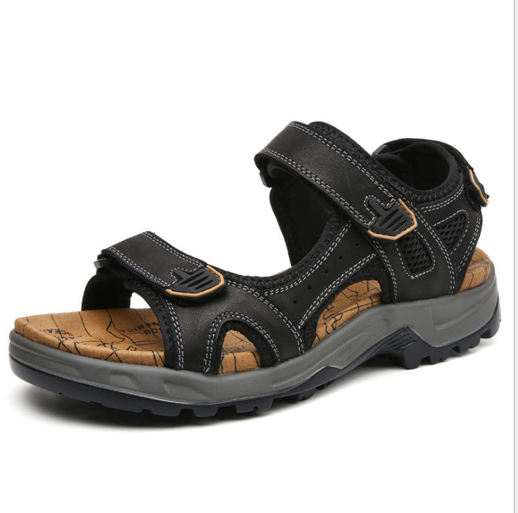 Wildking Herren Leder Sandalen mit dicker Sohle und offener Zehe P1010