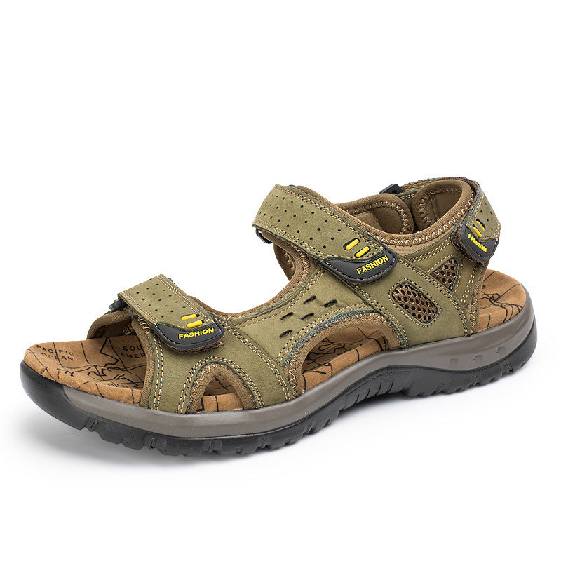 Wildking Herren Leder Sandalen mit dicker Sohle und offener Zehe P1009