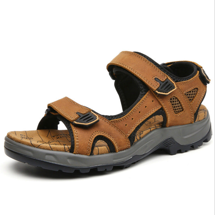 Wildking Herren Leder Sandalen mit dicker Sohle und offener Zehe P1010