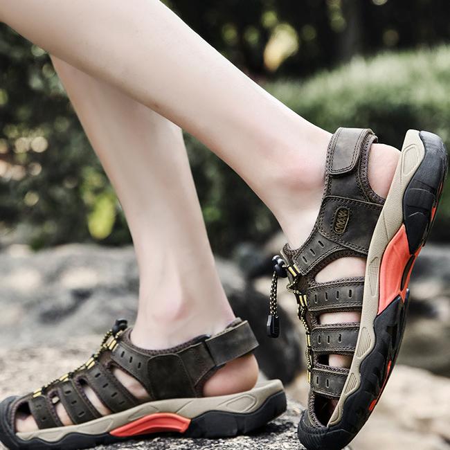 Wildking Herren-Sandalen mit Zehenablauf und rutschfester Sohle P1013