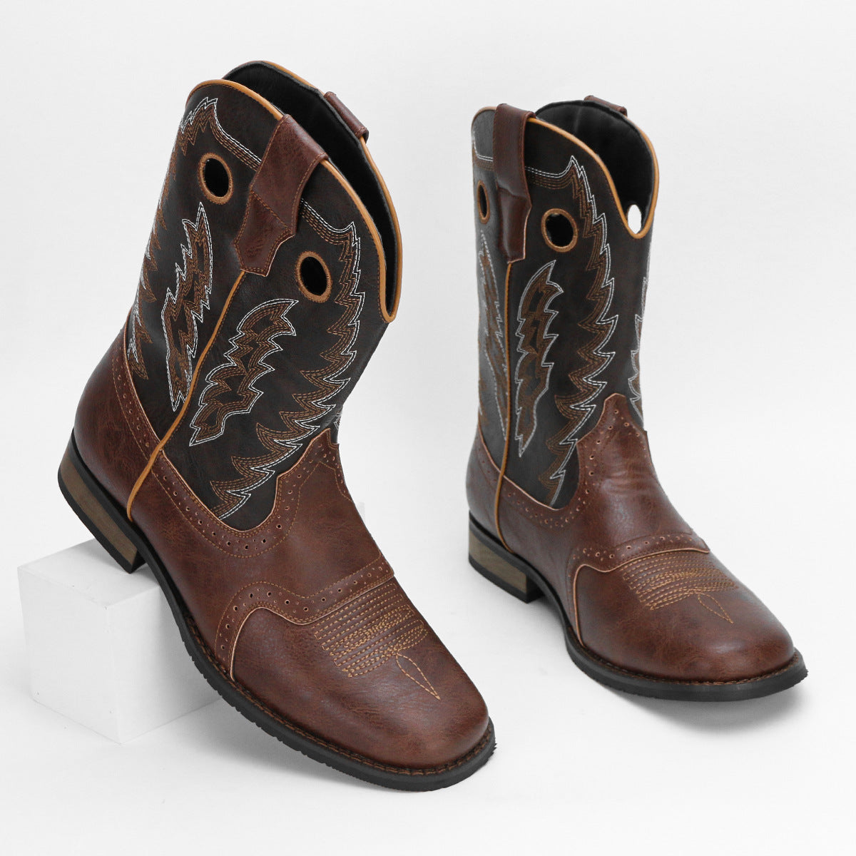 WildKing Herren Western Boots mit Stickerei – Klassische Cowboy Boots B8051