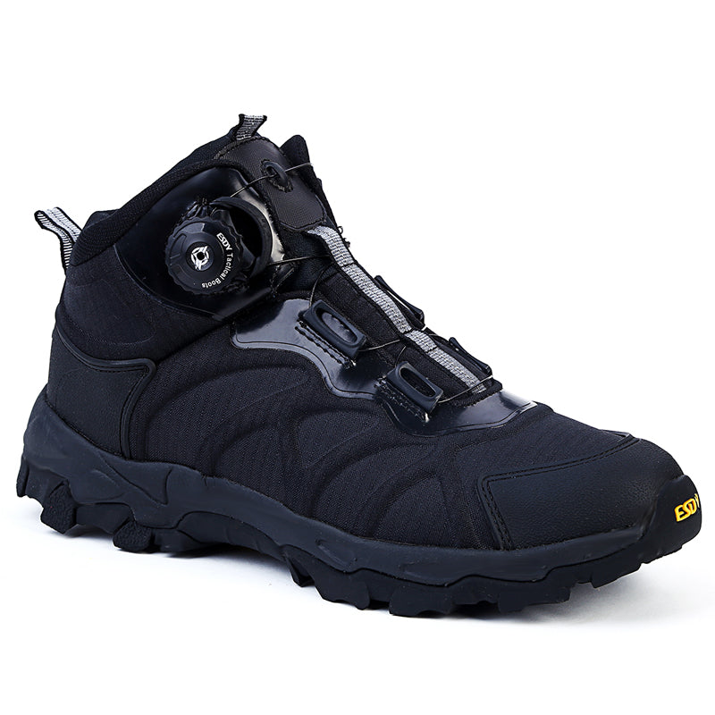 WildKing Herren Mittelhohe Wasserdichte Wanderschuhe mit Schnellverschluss A001-Schwarz