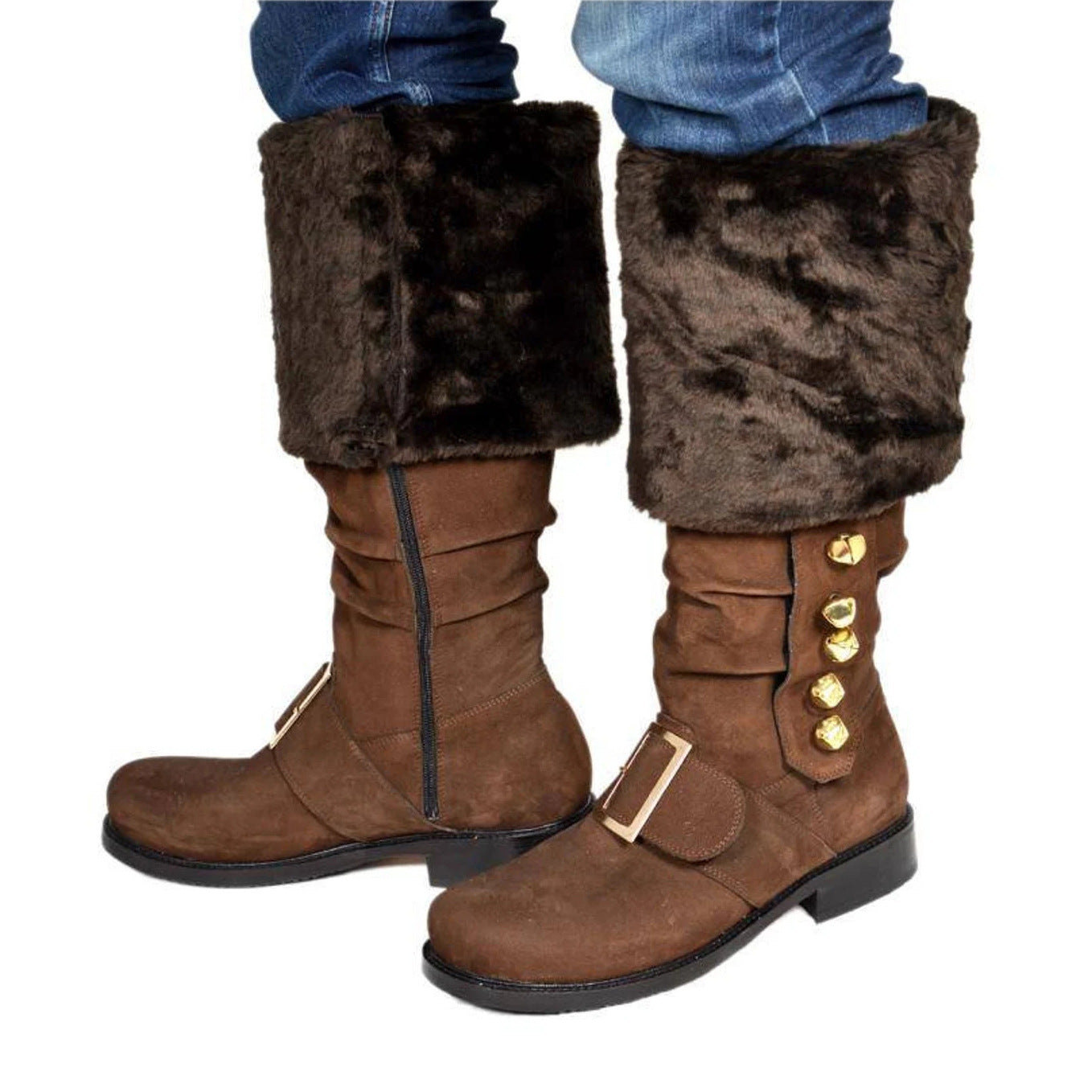 WildKing Herren Handgefertigte Renaissance Weihnachtsstiefel aus Leder 1002