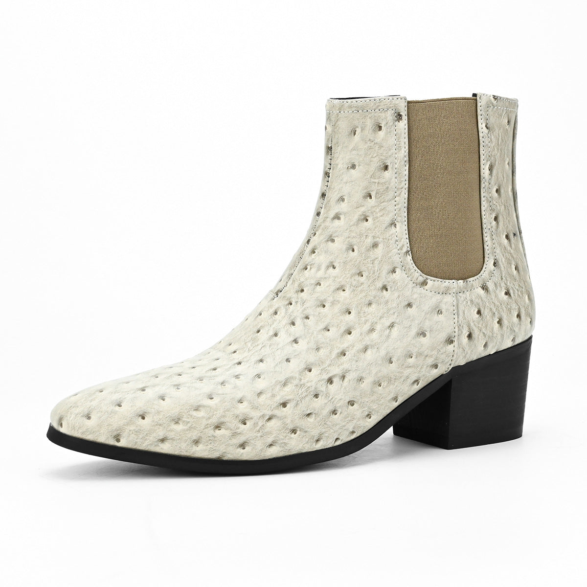 WildKing Herren Chelsea Boots mit Straußenmuster – Veloursleder-Stiefeletten mit Absatz B8020