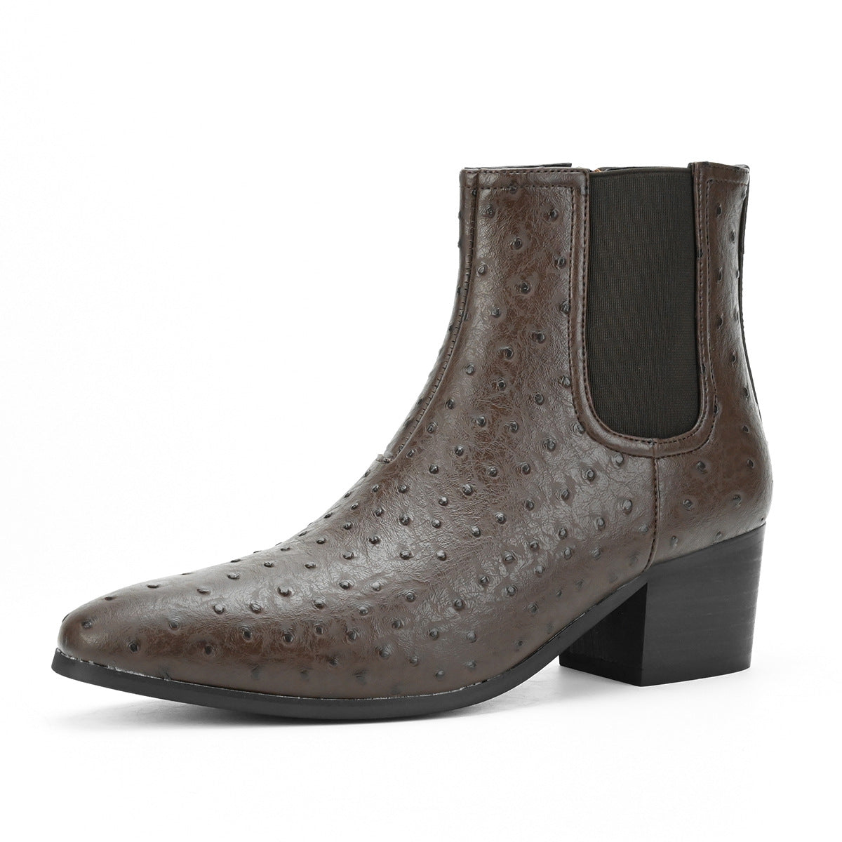 WildKing Herren Chelsea Boots mit Straußenmuster – Veloursleder-Stiefeletten mit Absatz B8020