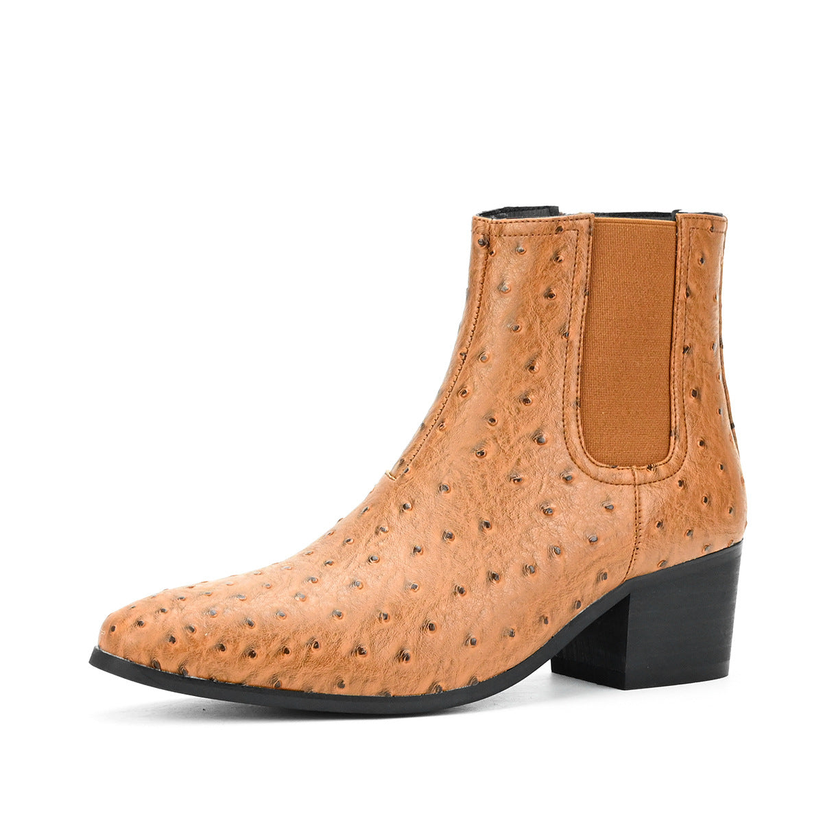 WildKing Herren Chelsea Boots mit Straußenmuster – Veloursleder-Stiefeletten mit Absatz B8020